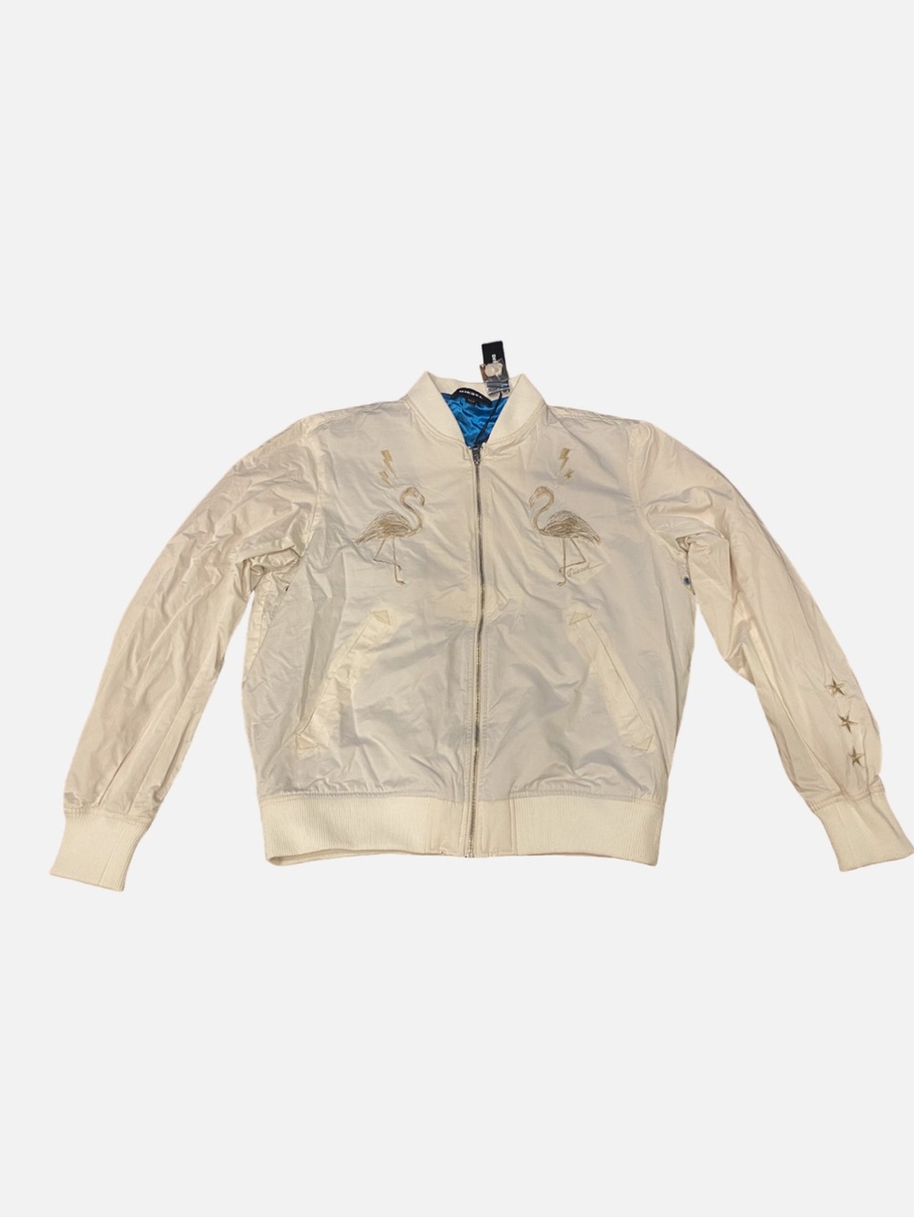 Diesel Miami Dreaming 2017 Cream Bomber Jacket with Flamingo Embroidery